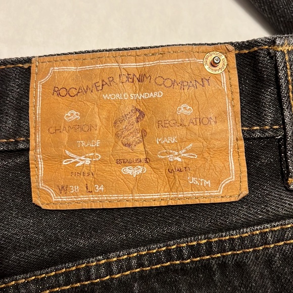 Mens Rocawear denim Company jeans Black with colored stitching W 38 L 34 - Picture 6 of 9